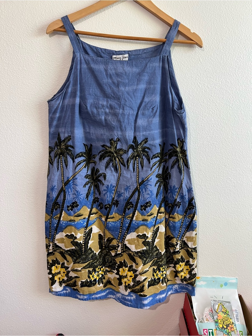 Mary Jane Blue Hawaiian Beach Scene Sun Dress